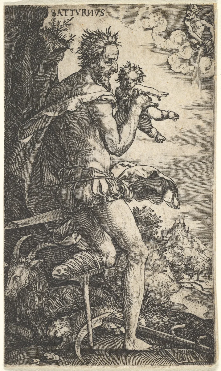 Saturn, from "The Gods Who Preside Over the Planets" by Master I.B., print, 1525