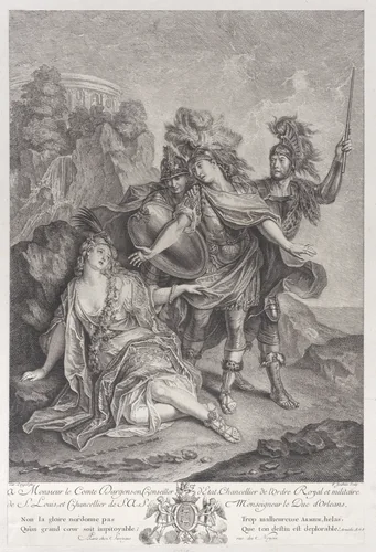 Rinaldo abandoning Armida by François Joullain, print, 1720-1762