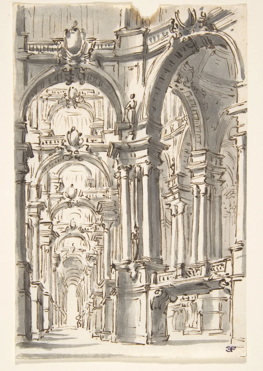 Design for Stage Set by Giovanni Battista Natali, drawing, 1698-1765