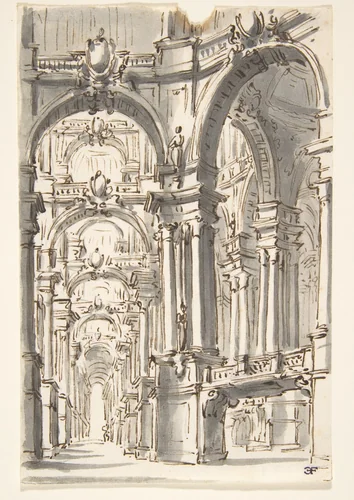 Design for Stage Set by Giovanni Battista Natali, drawing, 1698-1765