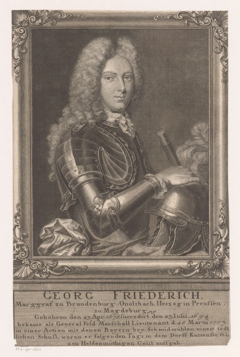 Portret van Georg Friedrich von Brandenburg-Ansbach by Johann Wilhelm Windter, print, 1742