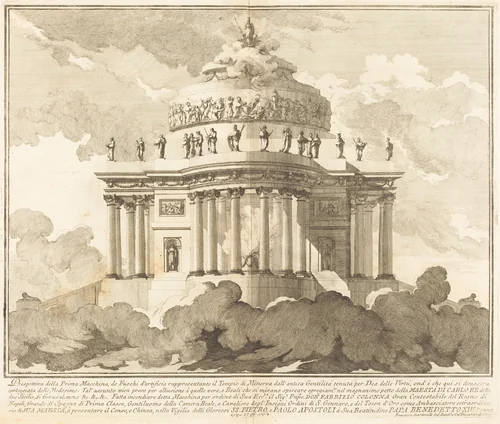 The Prima Macchina for the Chinea of 1746: The Temple of Minerva by Louis Joseph le Lorrain, print, 1746