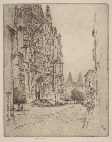 Towers of the Bishop's Palace, Beauvais by Joseph Pennell, print, 1907