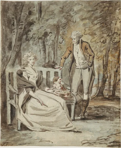 Study for a Portrait: A Lady and a Gentleman in a Park by England, drawing, 1780