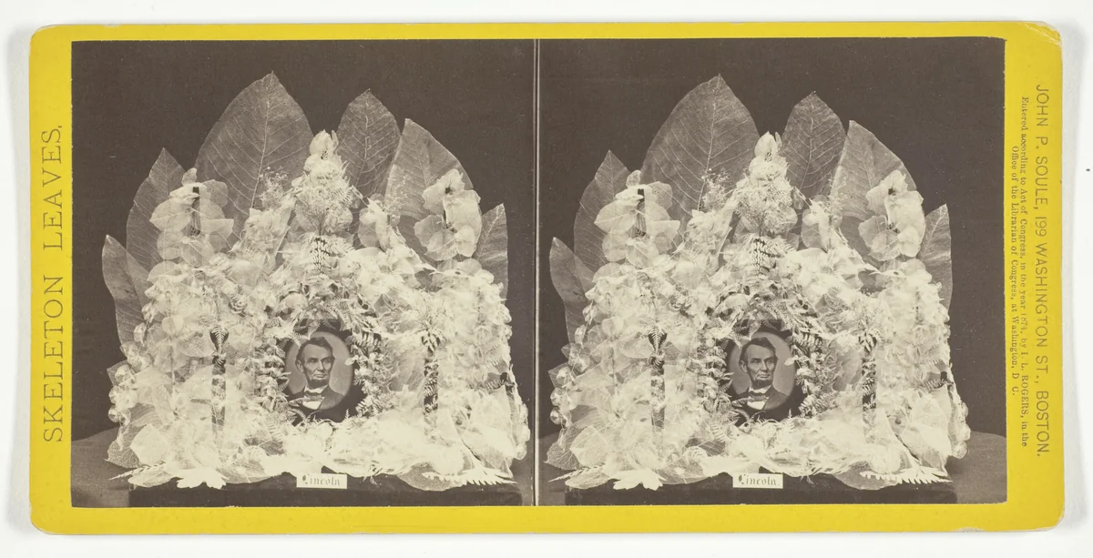 Lincoln, from the series "Skeleton Leaves" by John P. Soule, photograph, 1874