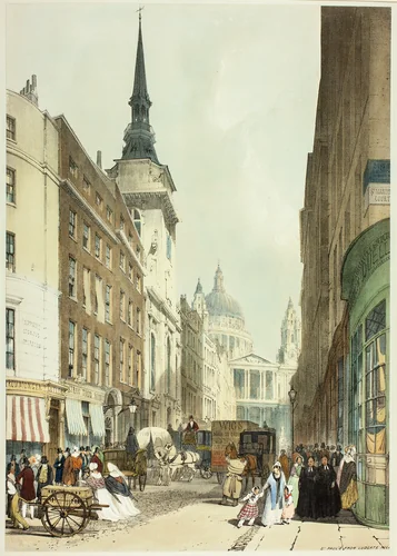 St. Paul's from Ludgate Hill, plate 24 from Original Views of London as It Is by Thomas Shotter Boys, print, 1842