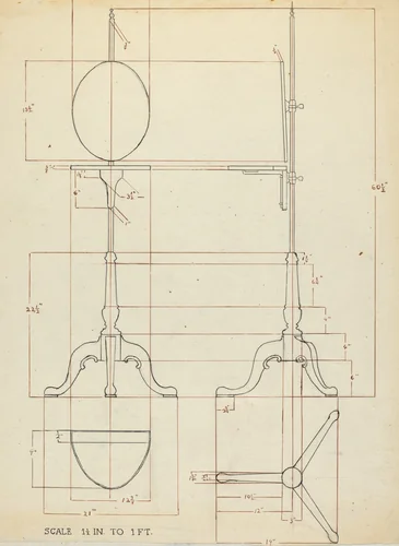 Pole Screen and Candlestand by Elizabeth Curtis, index of american design, 1935-1942