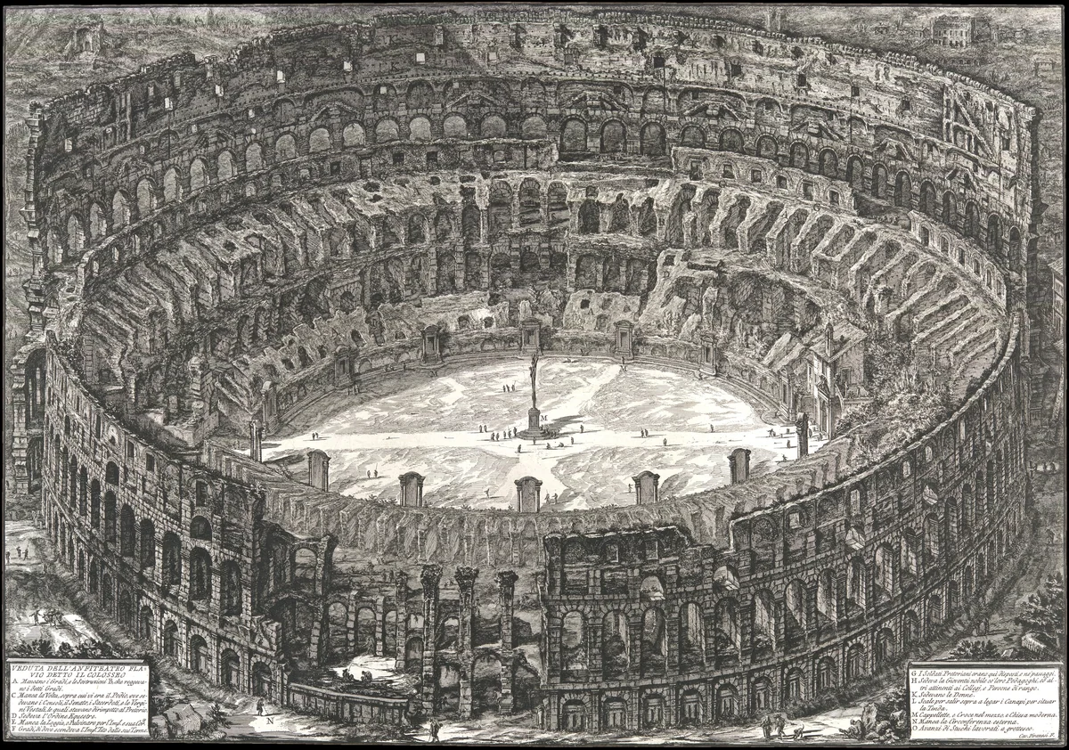 Veduta dell'Anfiteatro Flavio detto il Colosseo. From 'Vedute di Roma' (Views of Rome) by Giovanni Battista Piranesi, print, 1776