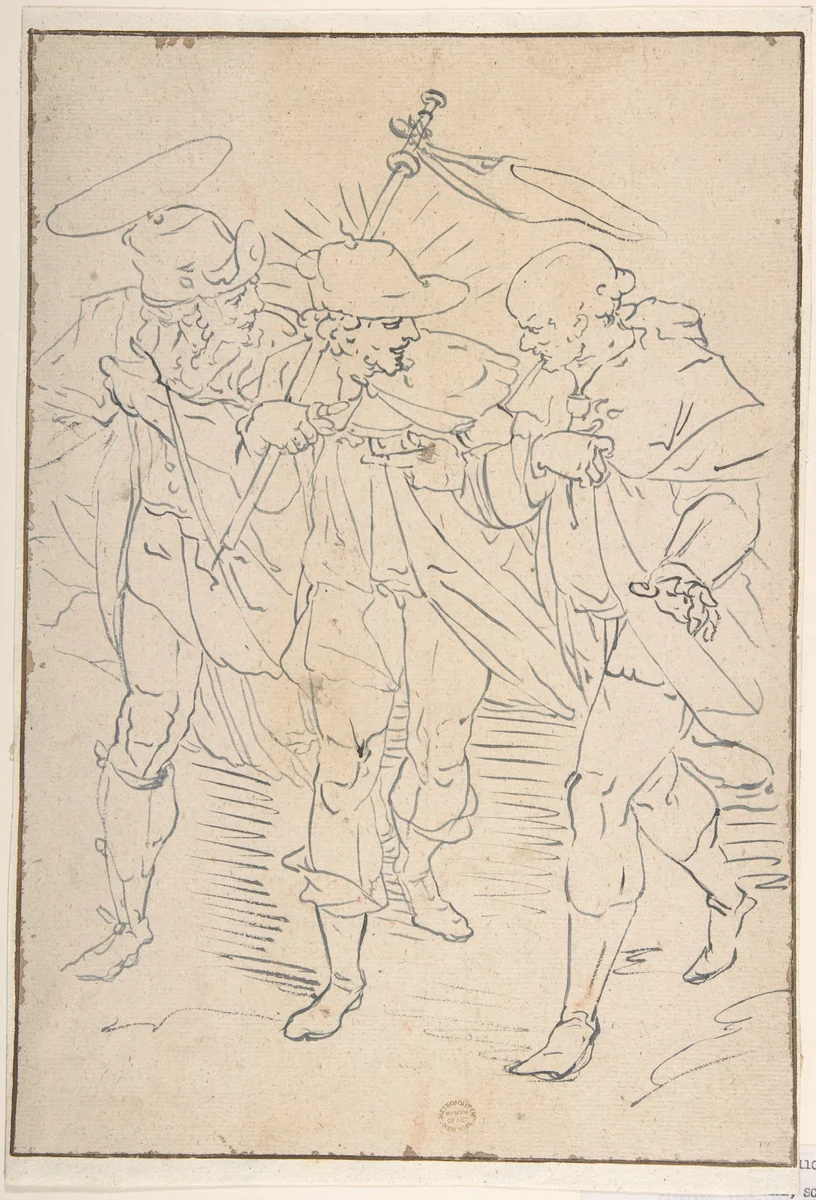 The Way to Emmaus by Luca Cambiaso, drawing, 1527-1585