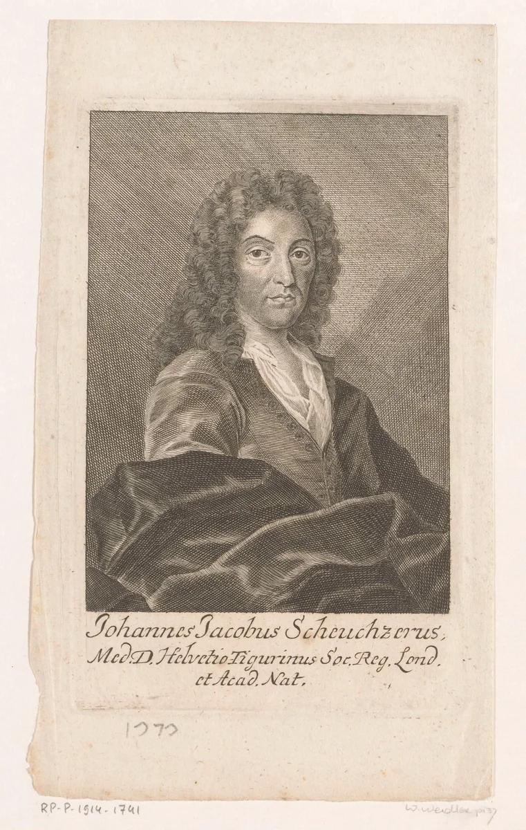 Portret van Johann Jakob Scheuchzer by Martin Bernigeroth, print, 1726
