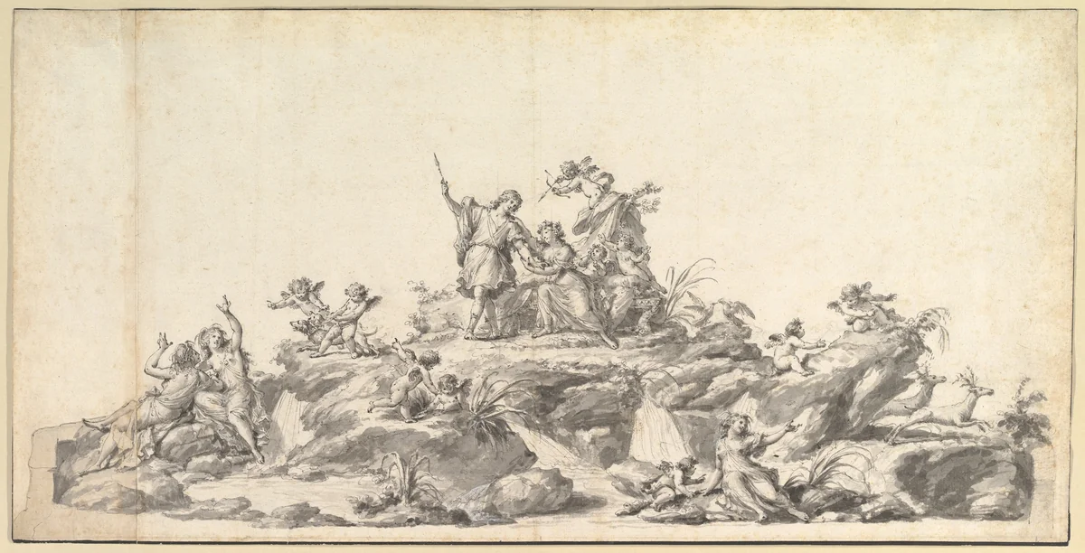 Design for the Fontana di Venere e Adone, Reggia di Caserta, Naples by Fedele Fischetti, drawing, 1780