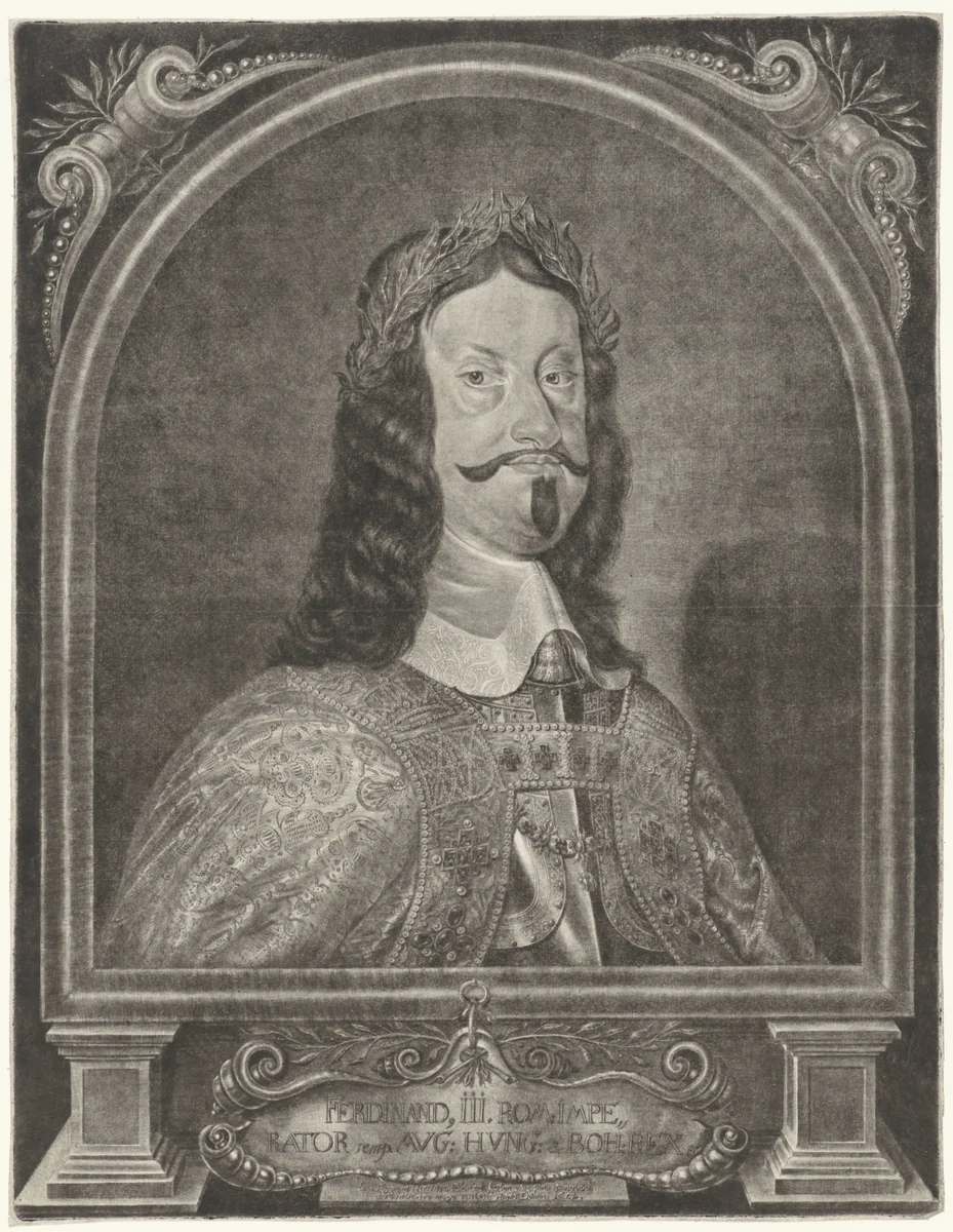 Portret van keizer Ferdinand III by Ludwig von Siegen, print, 1654