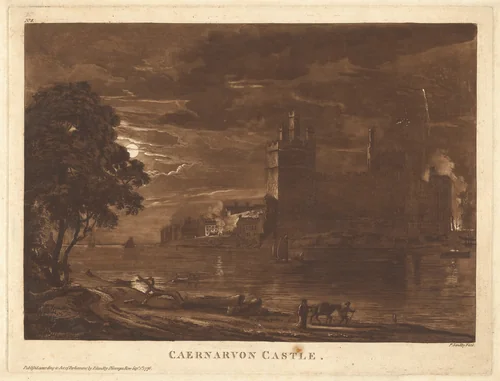 Caernarvon Castle (Night) by Paul Sandby, print, 1776