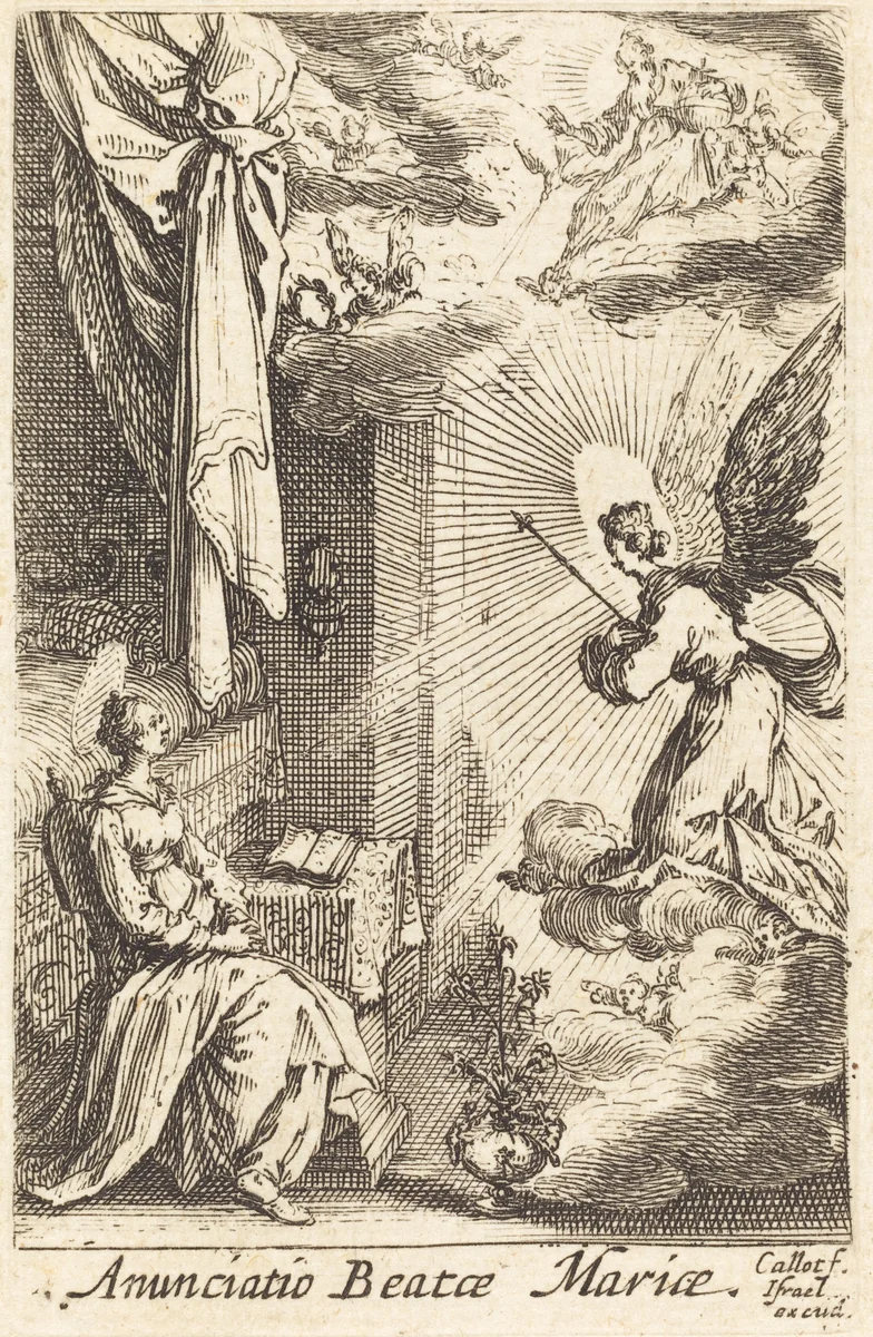 The Annunciation by Jacques Callot, print, 1628-1638