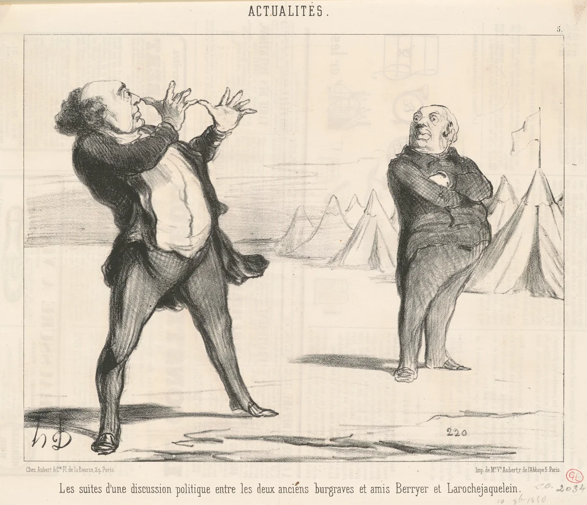 Les suites d'une discussion politique ... by Honoré Daumier, print, 1850