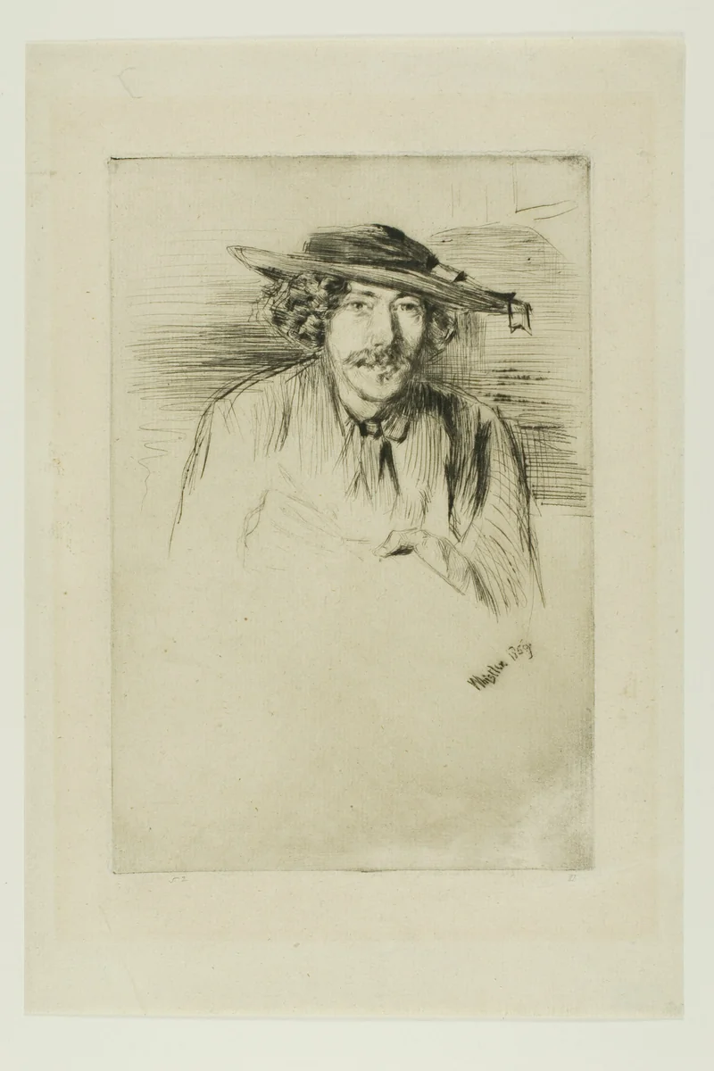 Whistler with a Hat by James McNeill Whistler, print, 1859