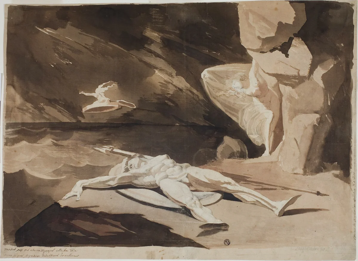 Thetis Mourning the Body of Achilles by Henry Fuseli, drawing, 1780