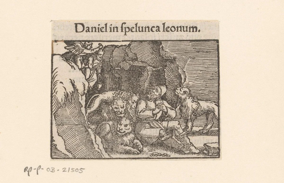 Daniël in de leeuwenkuil by anonymous, print, 1530-1533