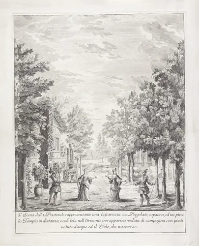 Ontwerp voor een toneelscène by Federico Mastrozzi, print, 1722