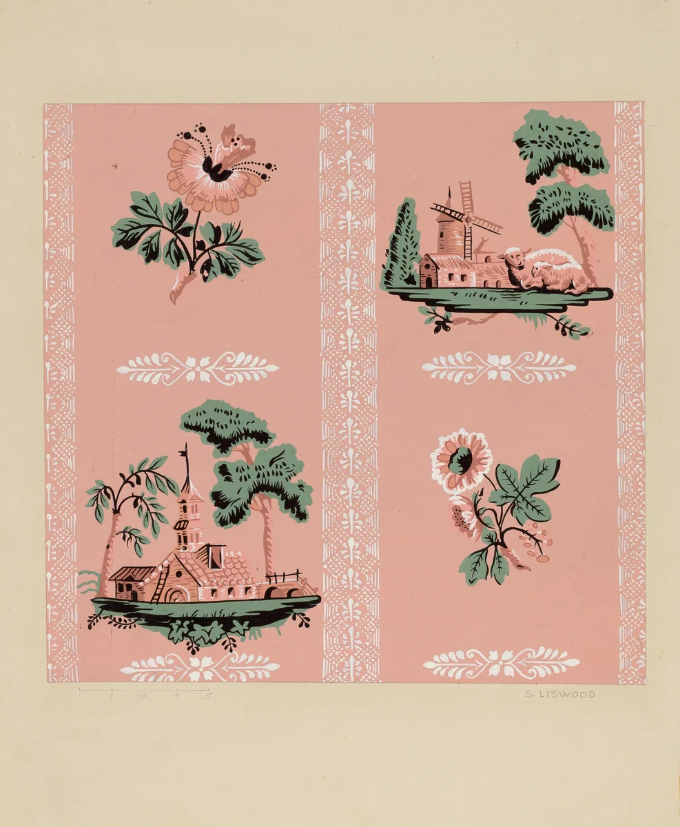 Wallpaper by Sidney Liswood, index of american design, 1935-1942