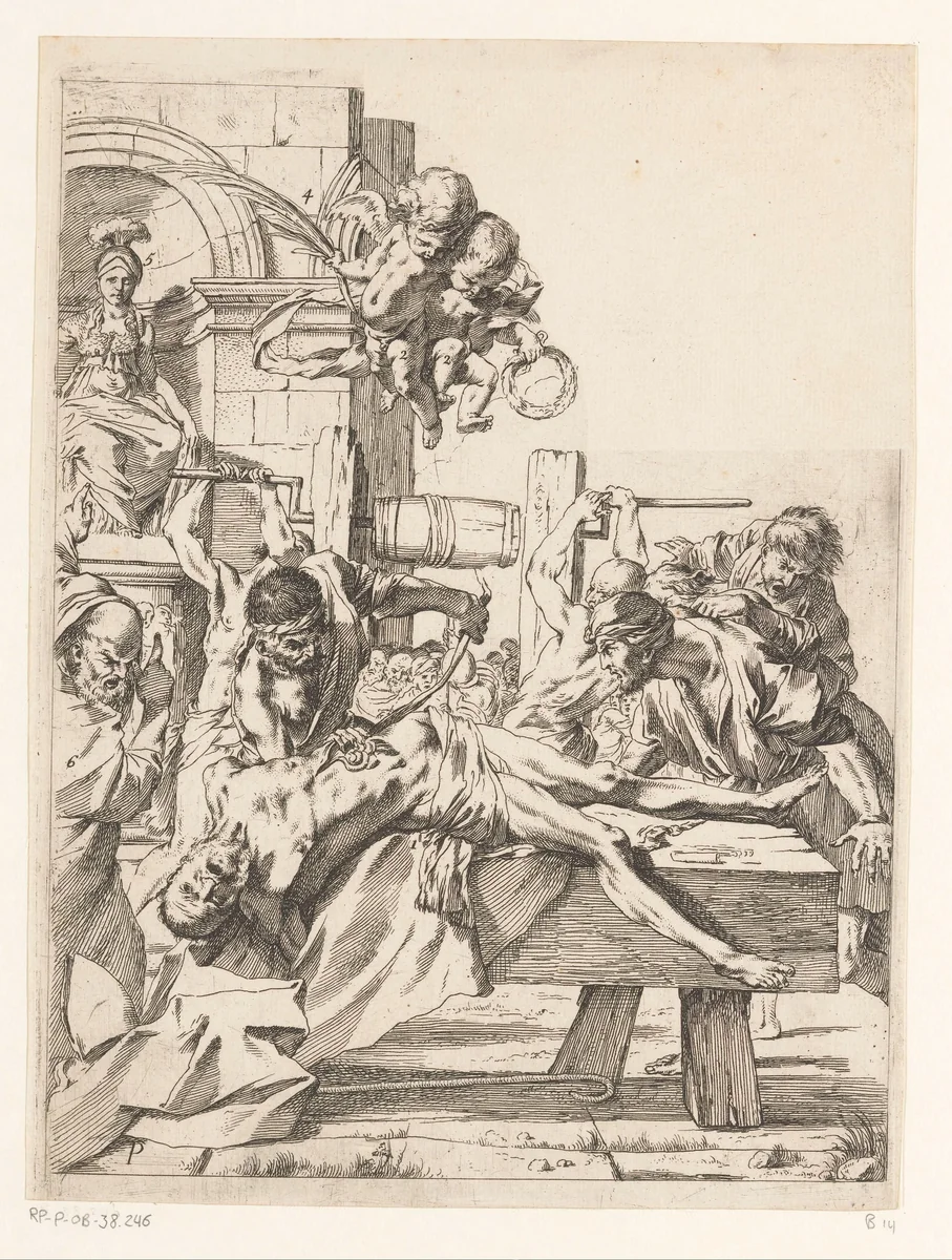 Martelaarschap van Erasmus by anonymous, print, 1630-1631