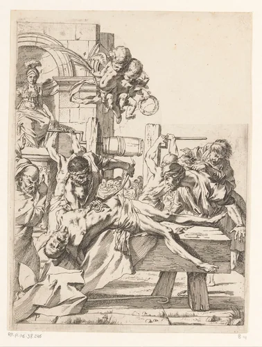 Martelaarschap van Erasmus by anonymous, print, 1630-1631