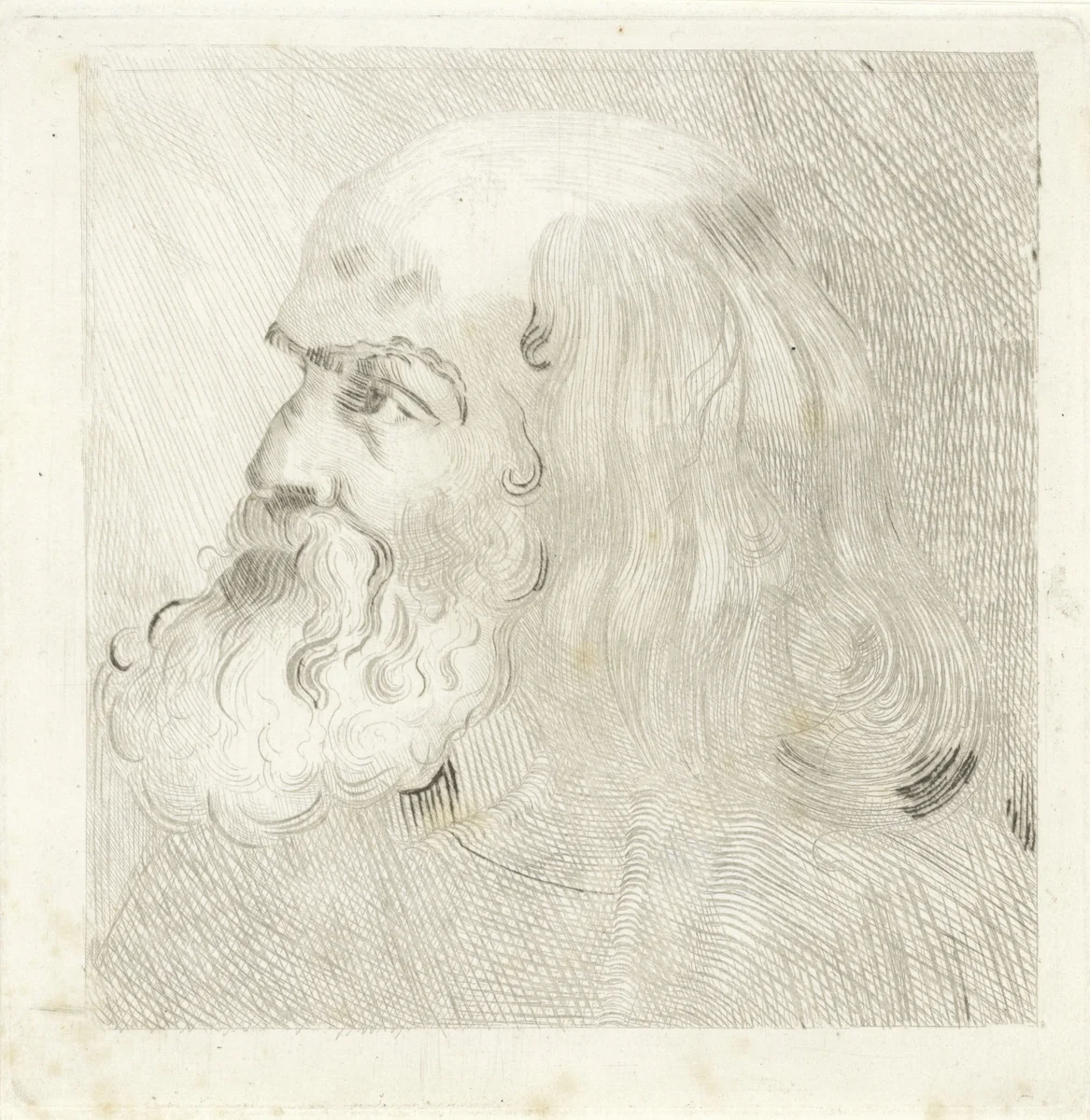 Kop van een oud man by Arnoud Schaepkens, print, 1831-1904