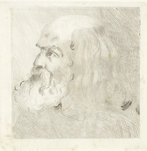 Kop van een oud man by Arnoud Schaepkens, print, 1831-1904
