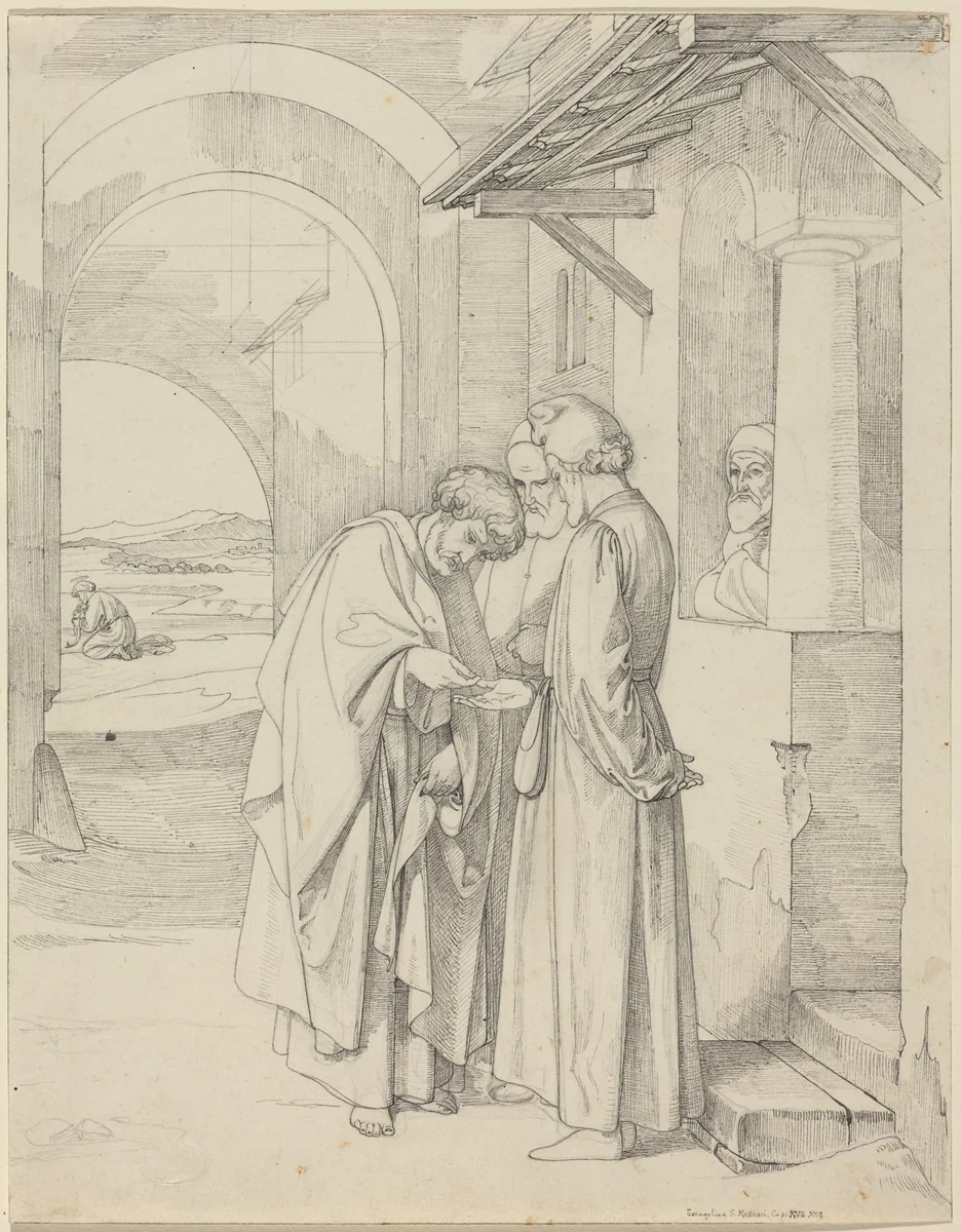 Peter Paying the Temple Tax by Gustav Heinrich Naeke, drawing, 1820-1821