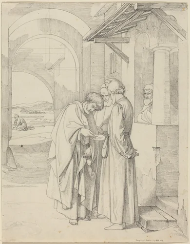 Peter Paying the Temple Tax by Gustav Heinrich Naeke, drawing, 1820-1821