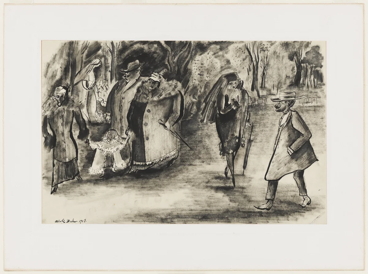 Sunday Stroll, Vienna by Adolf Dehn, drawing, 1927