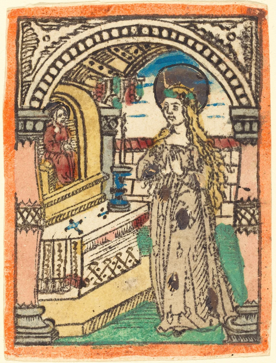 The Virgin in a Robe Embroidered with Ears of Corn by German 15th Century, print, 1470-1480