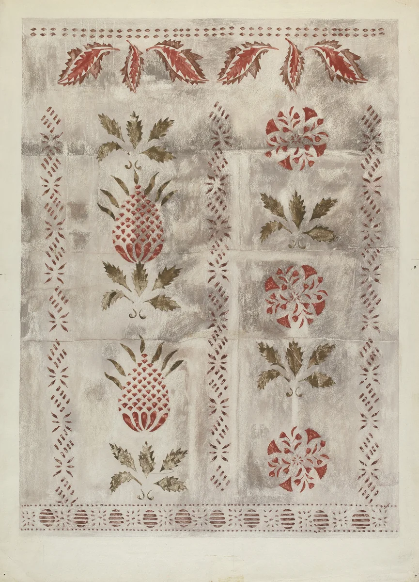 Stencilled Wall by Mildred E. Bent, index of american design, 1935-1942