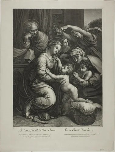 Holy Family of Jesus Christ by Gérard Edelinck, print, 1660-1707