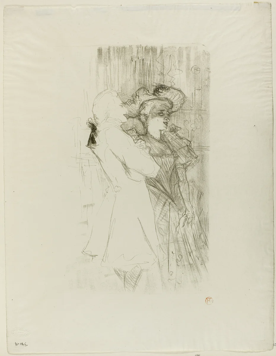 Lender and Auguez in La Chanson de Fortunio by Henri de Toulouse-Lautrec, print, 1895