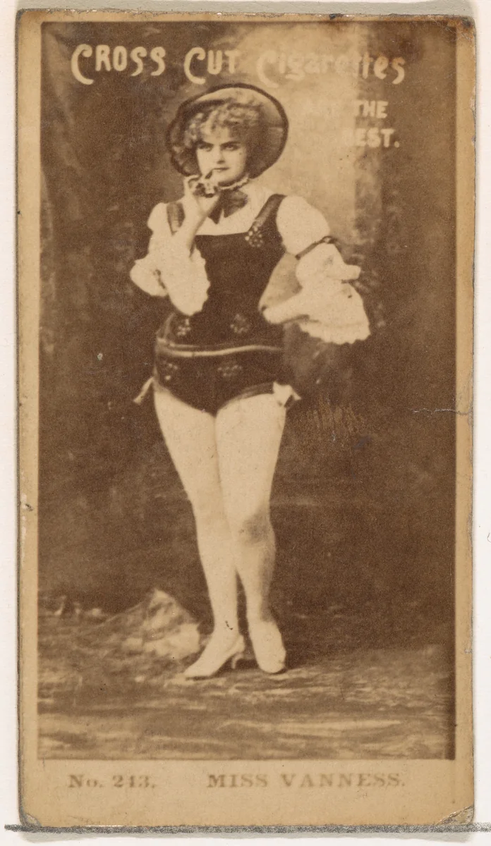 Card Number 243, Miss Vanness, from the Actors and Actresses series (N145-2) issued by Duke Sons & Co. to promote Cross Cut Cigarettes by W. Duke, Sons & Co., photograph, 1880-1889