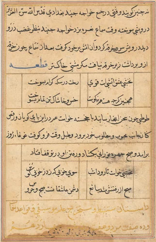 Page from Tales of a Parrot (Tuti-nama): text page by Unknown, painting, 1555-1565