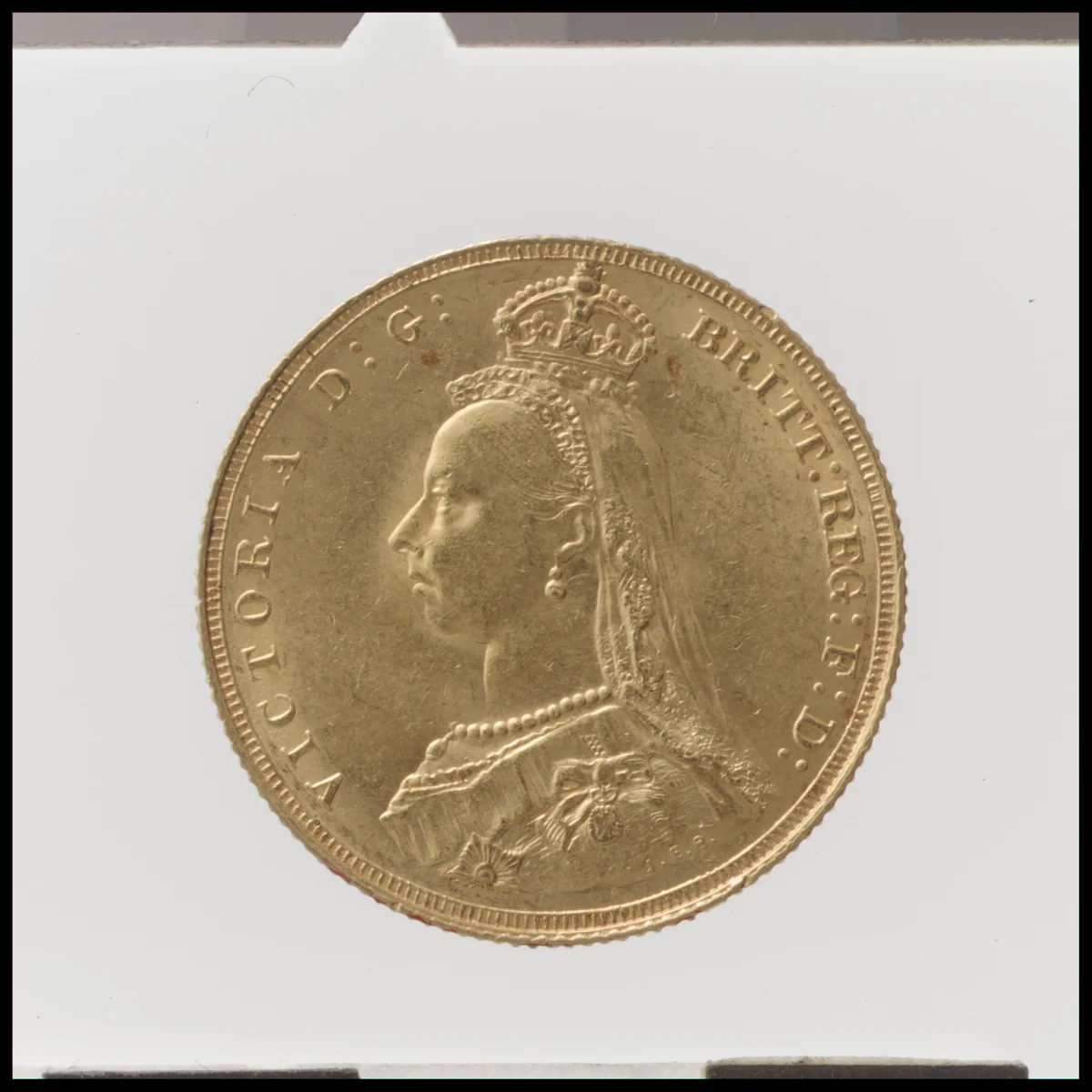 Victoria sovereign by Benedetto Pistrucci, metalwork, 1887