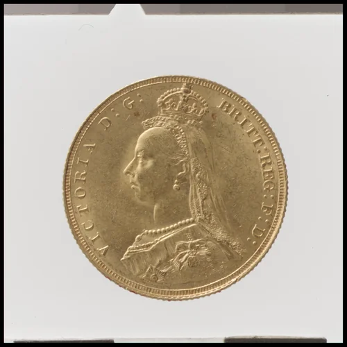 Victoria sovereign by Benedetto Pistrucci, metalwork, 1887