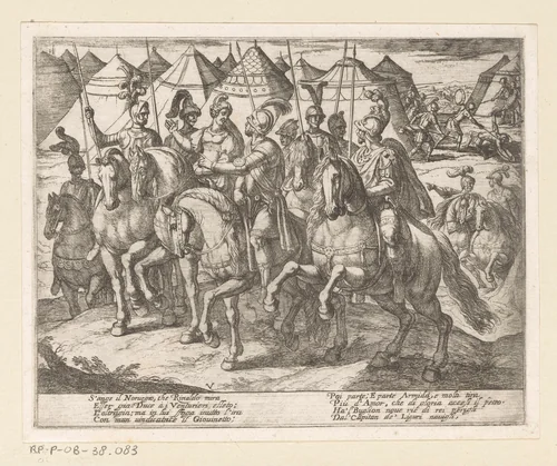 Illustratie bij Canto V van Tasso's 'Gerusalemme Liberata' by Antonio Tempesta, print, 1565-1630