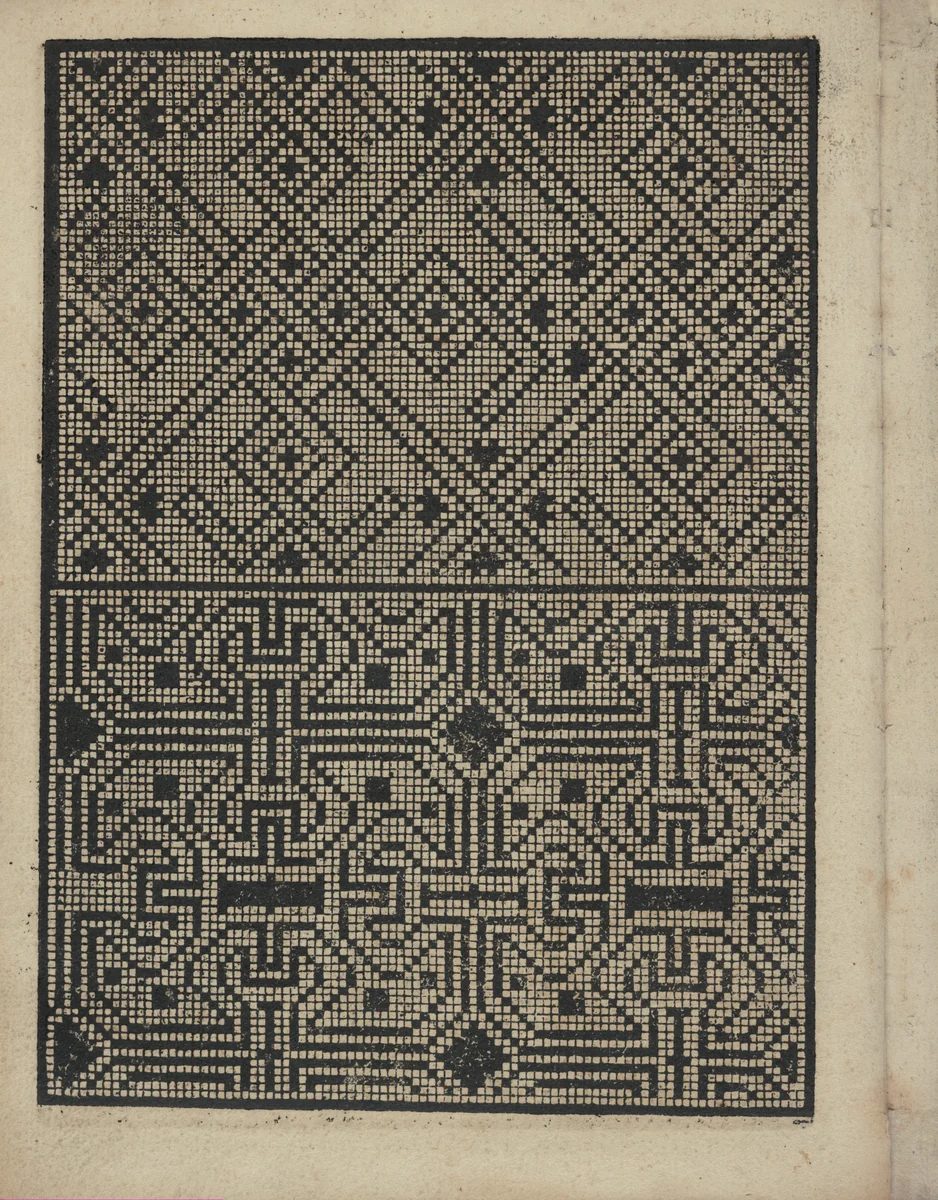 Libbretto nouellamete composto per maestro Domenico da Sera...lauorare di ogni sorte di punti, page 15 (verso) by Domenico da Sera, book, 1532