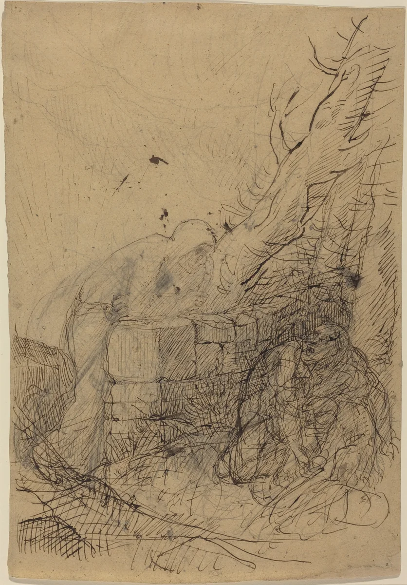 Death and the Woodcutter by Alphonse Legros, drawing, 1837-1911