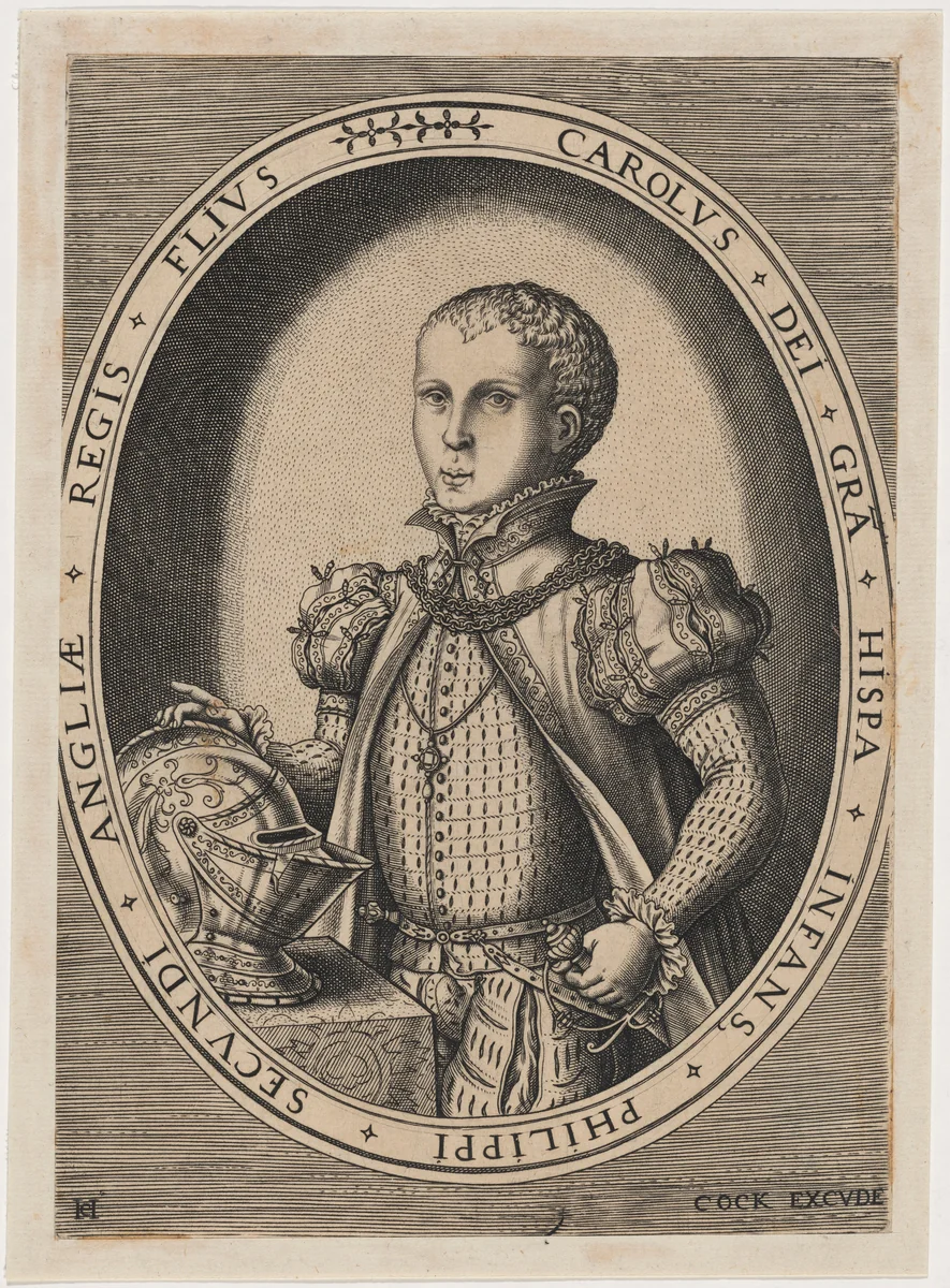 Don Carlos, Prince of Asturias by Hieronymus Cock, print, 1510-1570