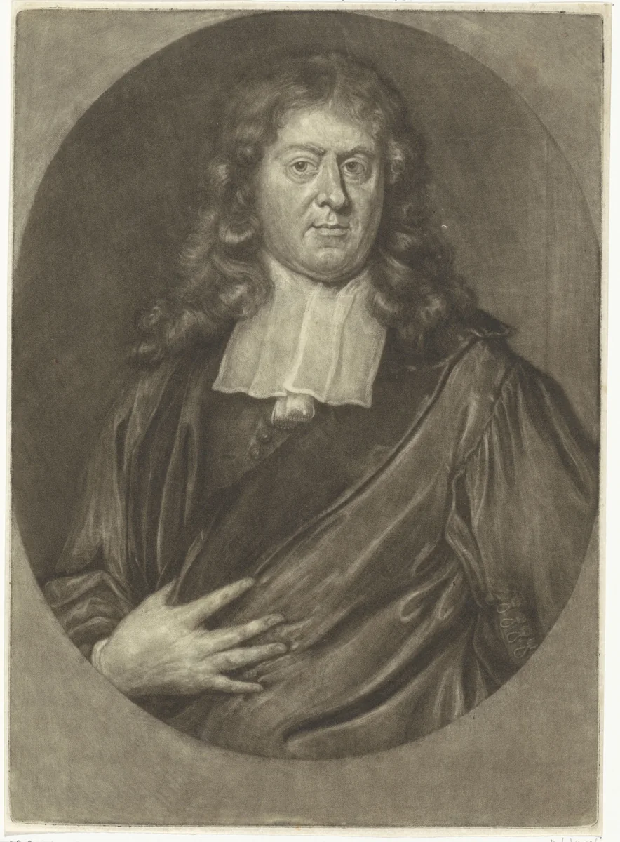 Portret van Gerbrand van Leeuwen by Pieter van der Plas, print, 1687-1708