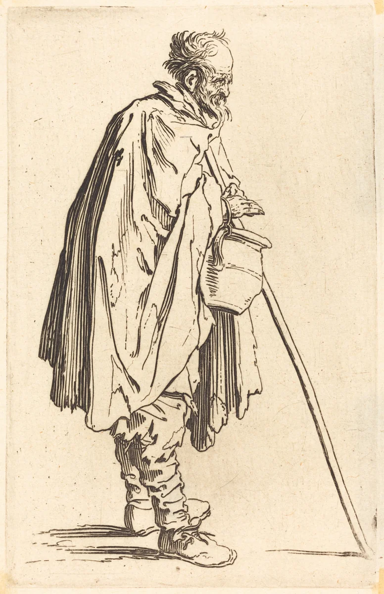 Beggar with Pot by Jacques Callot, print, 1622