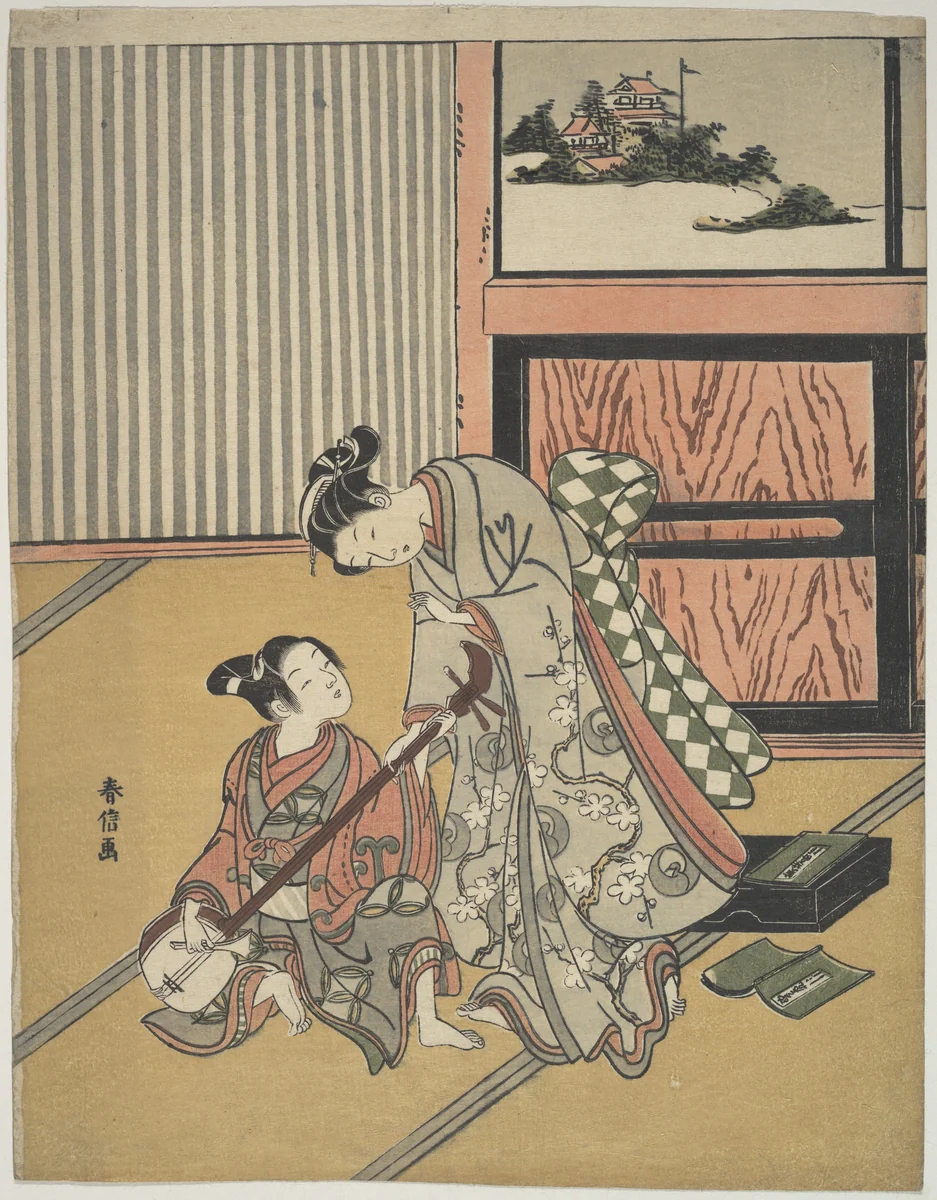 The Music Lesson by Suzuki Harunobu (鈴木春信), print, 1725-1770