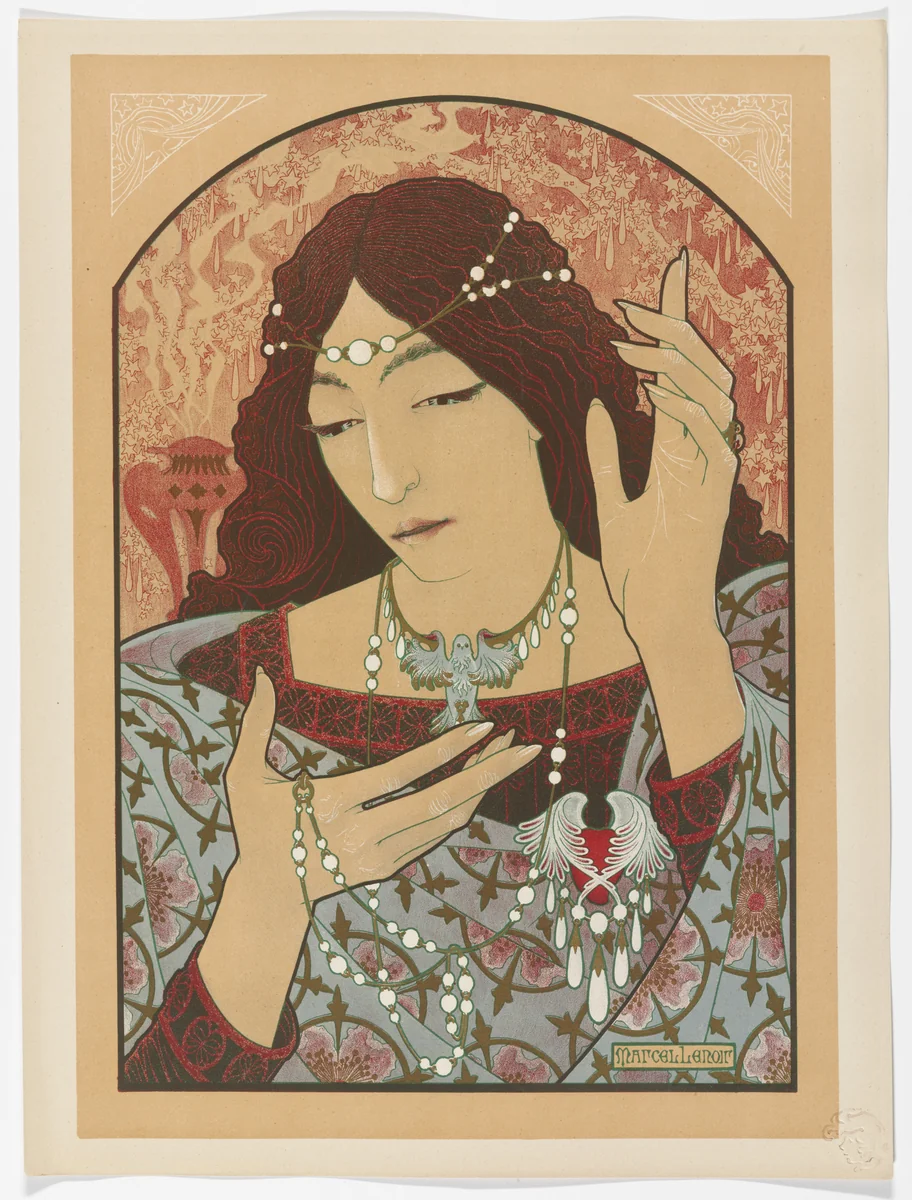 Invocation to the Green Onyx Madonna (Invocation à la Madone d'onyx vert) from L'Estampe moderne, no. 3 by Marcel Lenoir, print, 1897