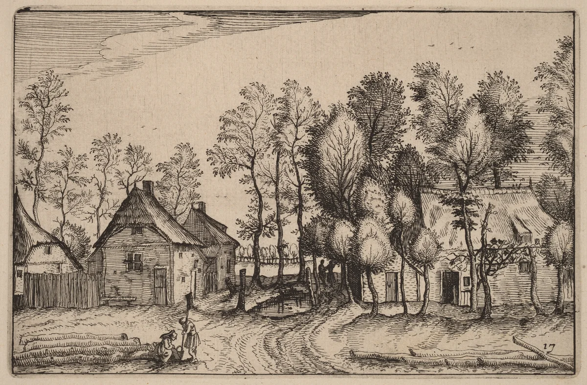 Landscape with Hewed Trees by Claes Jansz Visscher, print, 1612