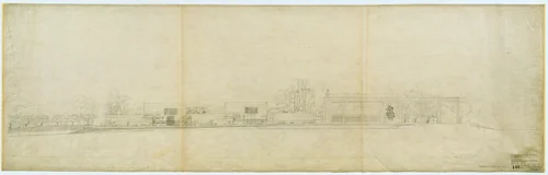 Woodland Crematorium, Woodland Cemetery, Stockholm, Sweden, Exterior elevation, final version by Erik Gunnar Asplund, architecture, 1937