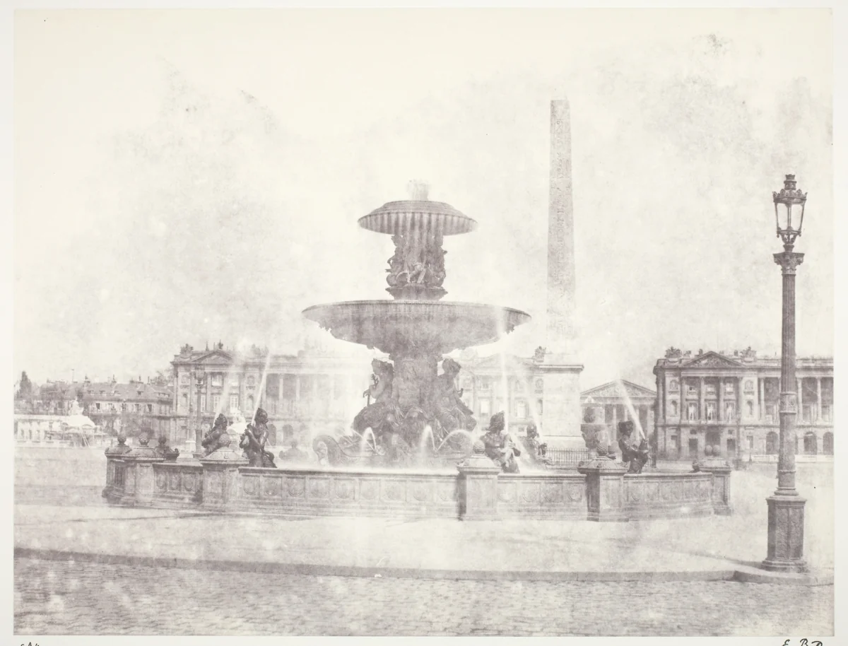 Fontaine, place de la Concorde, Paris by Édouard Baldus, photograph, 1852